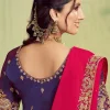 Embroidered Border Satin Saree in Fuchsia - Image 3